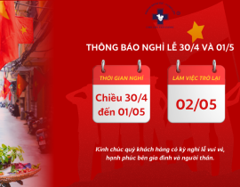 THÔNG BÁO LỊCH NGHỈ ĐẠI LỄ 30/04/2025 - 01/05/2025